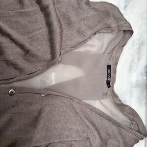 Sheer Brown Open-Front Sweater